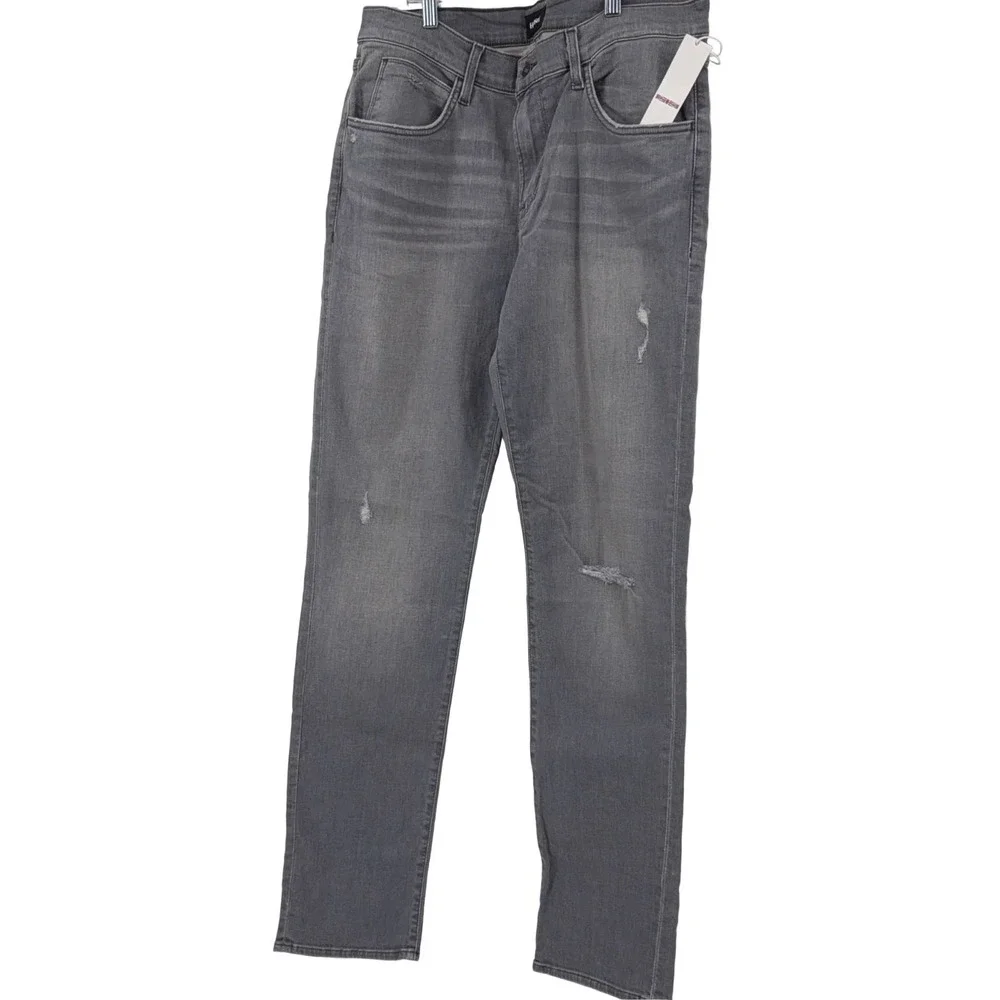 Hudson Blake Bronx Jeans Men's 33 Slim Straight Grey Distressed